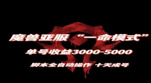 魔兽亚服一命模式，10天成号-单号3千-5千，脚本全自动操作，保姆级教学【揭秘】-6688资源库