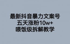 最新抖音暴力文案号，五天涨粉10w+，喂饭级拆解教学-6688资源库
