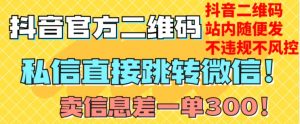 价值3000的技术！抖音二维码直跳微信！站内无限发不违规！-6688资源库