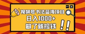 视频号书法蓝海项目，玩法简单，日入1000+【揭秘】-6688资源库