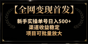 【全网变现首发】新手实操单号日入500+，渠道收益稳定，项目可批量放大【揭秘】-6688资源库