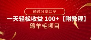 薅羊毛项目，靠分享口令，一天轻松收益100+【附教程】【揭秘】-6688资源库