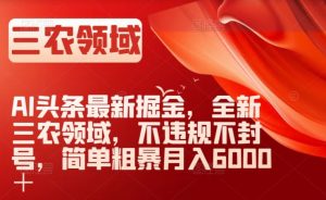 AI头条最新掘金，全新三农领域，不违规不封号，简单粗暴月入6000＋【揭秘】-6688资源库