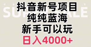抖音蓝海赛道，必须是新账号，日入4000+【揭秘】-6688资源库