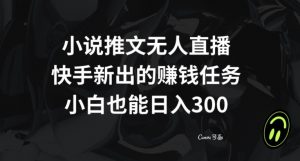 小说推文无人直播，快手新出的赚钱任务，小白也能日入300+【揭秘】-6688资源库