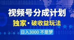 视频号分成计划，独家·破收益玩法，日入3000不是梦【揭秘】-6688资源库