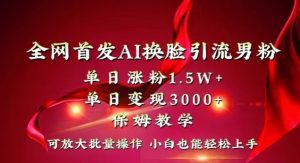 全网首发Ai换脸引流男粉，单日涨粉1.5w+，单日变现3000+，小白也能轻松上手拿结果【揭秘】-6688资源库
