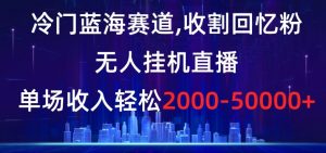 冷门蓝海赛道，收割回忆粉，无人挂机直播，单场收入轻松2000-5w+【揭秘】-6688资源库