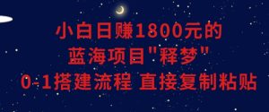 小白能日赚1800元的蓝海项目”释梦”0-1搭建流程可直接复制粘贴长期做【揭秘】-6688资源库