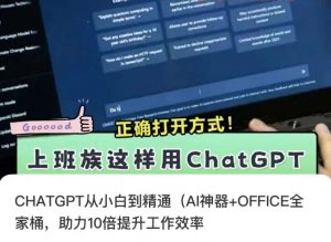 CHATGPT从小白到精通，AI神器+OFFICE全家桶，助力10倍提升工作效率-6688资源库