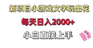 新项目小游戏文字玩出花日入2000+，每天只需一小时，小白直接上手【揭秘】-6688资源库