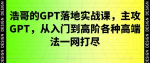 浩哥的GPT落地实战课,主攻GPT,从入门到高阶各种高端法一网打尽-6688资源库