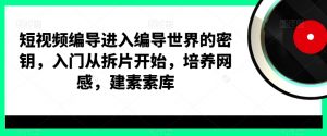 短视频编导进入编导世界的密钥，入门从拆片开始，培养网感，建素素库-6688资源库