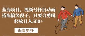 蓝海项目，视频号怀旧动画搭配搞笑段子，只要会剪辑轻松日入500+【揭秘】-6688资源库