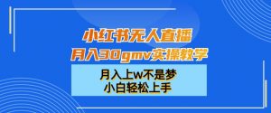 小红书无人直播月入30gmv实操教学，月入上w不是梦，小白轻松上手【揭秘】-6688资源库
