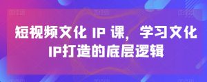 短视频文化IP课，学习文化IP打造的底层逻辑-6688资源库