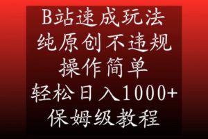 B站速成玩法，纯原创不违规，操作简单，轻松日入1000+，保姆级教程【揭秘】-6688资源库