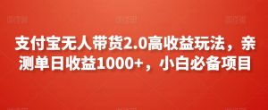 支付宝无人带货2.0高收益玩法，亲测单日收益1000+，小白必备项目【揭秘】-6688资源库