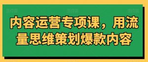 内容运营专项课，用流量思维策划爆款内容-6688资源库