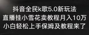 抖音全民k歌5.0新玩法，直播挂小雪花卖教程月入10万，小白轻松上手，保姆及教程来了【揭秘】-6688资源库