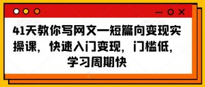 41天教你写网文—短篇向变现实操课，快速入门变现，门槛低，学习周期快-6688资源库
