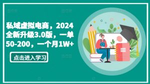 私域虚拟电商，2024全新升级3.0版，一单50-200，一个月1W+【揭秘】-6688资源库