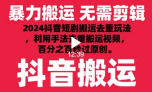 2024最新抖音搬运技术，抖音短剧视频去重，手法搬运，利用工具去重，达到秒过原创的效果【揭秘】-6688资源库