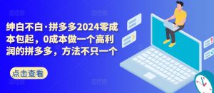 拼多多2024零成本包起，0成本做一个高利润的拼多多，方法不只一个-6688资源库