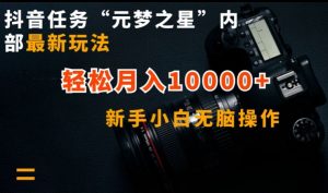 抖音任务“元梦之星”内部最新玩法，新手小白无脑操作，轻松月入10000+【揭秘】-6688资源库