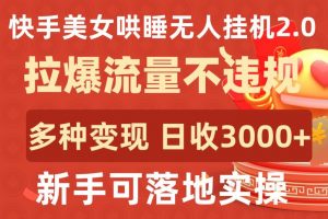 快手美女哄睡无人挂机2.0.拉爆流量不违规,多种变现途径,日收3000+,新手可落地实操【揭秘】-6688资源库