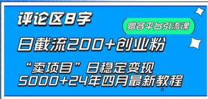 抖音评论区8字日截流200+创业粉 “卖项目”日稳定变现5000+【揭秘】-6688资源库