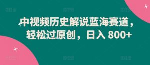 中视频历史解说蓝海赛道，轻松过原创，日入 800+【揭秘】-6688资源库