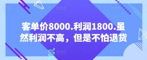 客单价8000.利润1800.虽然利润不高，但是不怕退货【付费文章】-6688资源库