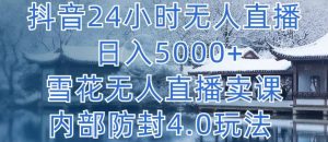 抖音24小时无人直播 日入5000+，雪花无人直播卖课，内部防封4.0玩法【揭秘】-6688资源库