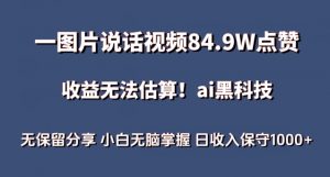一图片说话视频84.9W点赞，收益无法估算，ai赛道蓝海项目，小白无脑掌握日收入保守1000+【揭秘】-6688资源库