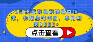 4月份蓝海电商撸收益技术，长期稳定项目，单月利润5000+【揭秘】-6688资源库