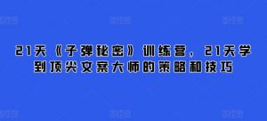 21天《子弹秘密》训练营，21天学到顶尖文案大师的策略和技巧-6688资源库