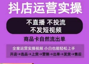 抖店运营实操课，从0-1起店视频全实操，不直播、不投流、不发短视频，商品卡自然流出单-6688资源库