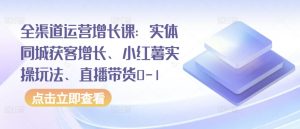 全渠道运营增长课：实体同城获客增长、小红薯实操玩法、直播带货0-1-6688资源库