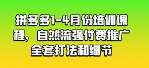 拼多多1-4月份培训课程，自然流强付费推广全套打法和细节-6688资源库