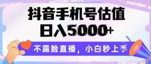 抖音手机号估值,日入5000+,不露脸直播,小白秒上手【揭秘】-6688资源库