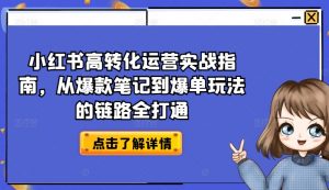 小红书高转化运营实战指南，从爆款笔记到爆单玩法的链路全打通-6688资源库