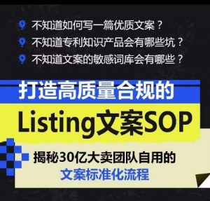 打造高质量合规的Listing文案SOP，掌握亚马逊文案工作的标准化-6688资源库