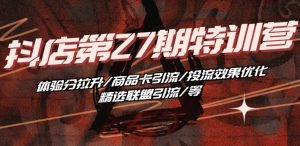 抖音小店·第27期特训营 体验分拉升/商品卡引流/投流效果优化/精选联盟引流/等-6688资源库