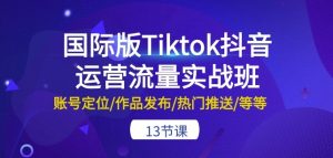 国际版Tiktok抖音运营流量实战班:账号定位/作品发布/热门推送/等等-13节-6688资源库