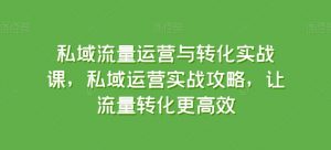 私域流量运营与转化实战课，私域运营实战攻略，让流量转化更高效-6688资源库
