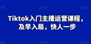 Tiktok入门主播运营课程，及早入局，快人一步-6688资源库