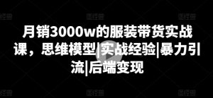 月销3000w的服装带货实战课，思维模型|实战经验|暴力引流|后端变现-6688资源库