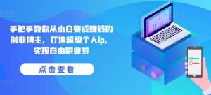 手把手教你从小白变成赚钱的创业博主，打造超级个人ip，实现自由职业梦-6688资源库