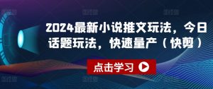 2024最新小说推文玩法，今日话题玩法，快速量产(快剪)-6688资源库